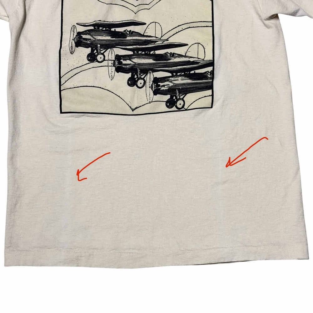 Vintage 90s Fruit of the Loom USA Single Stitch T-Shirt Large Aviator Plane READ - Picture 8 of 9